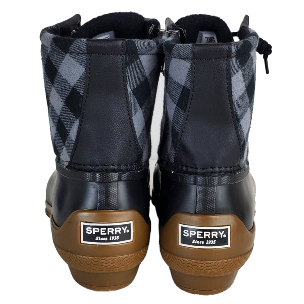 New Sperry syren gulf buffalo check black winter rain snow duck boots outdoor - Picture 11 of 15